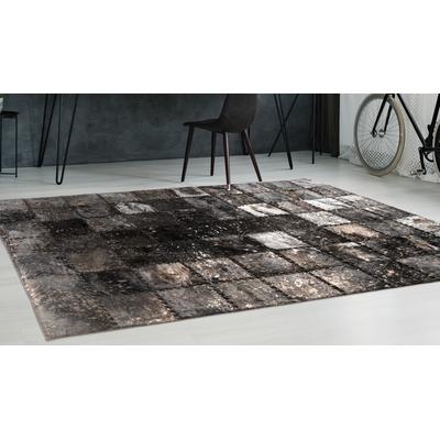 Teppich ARTE ESPINA "Voila 100", schwarz, B:160cm H:5mm L:230cm, Rindsleder, Teppiche, Teppich, handgenähter Flachflor-Teppich im Patchwork-Design.
