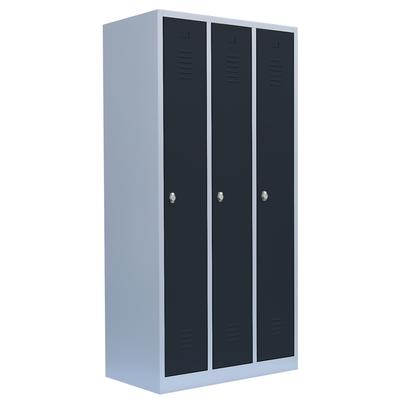 Lüllmann® Garderobenschrank, 3 Abteile, 1800 x 885 x 500 mm, lichtgrau/anthrazit