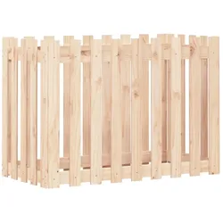 Helloshop26 - Hochbeet für Pflanzen Blumen Terrasse Garten Gartengestaltung mit Zaun 100 x 50 x 70 cm Kiefernholz massiv braun 02_0039792