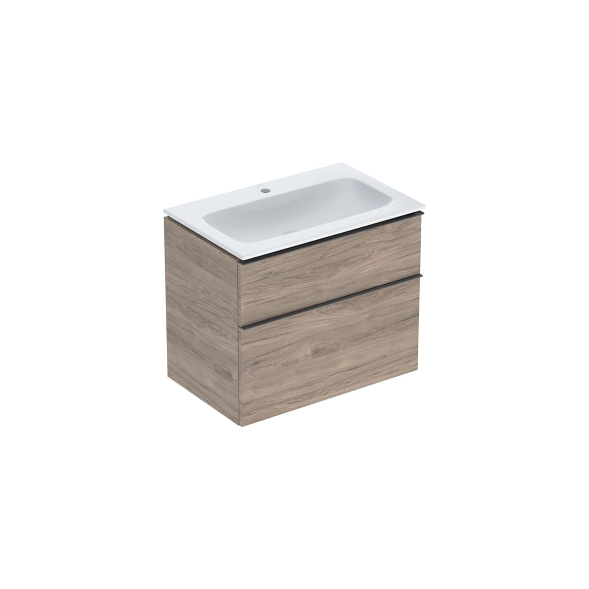 Geberit Möbel-Waschtischset iCon 75x63x48cm, we/KeraTe, nuss/Griff la. ma (502332JR1)