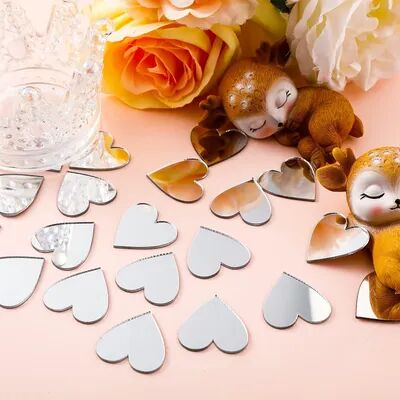 Inspire Daily Merch Acrylic Mirror Wall Stickers Circle Square Heart Shaped Wedding Decor Bedroom Art Wall Decals Home Decoration silver Heart