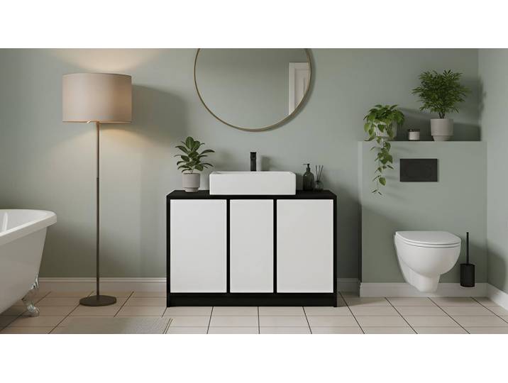 Badezimmerregal nach Maß MDF Lackiert Tiefs­chwarz RAL&nbsp;9005