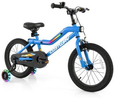 Costway Patented 16 Inch Kids Bike LED Lighted Adjustable with Training Wheels for 4-7 Years Old Kids-16 inches