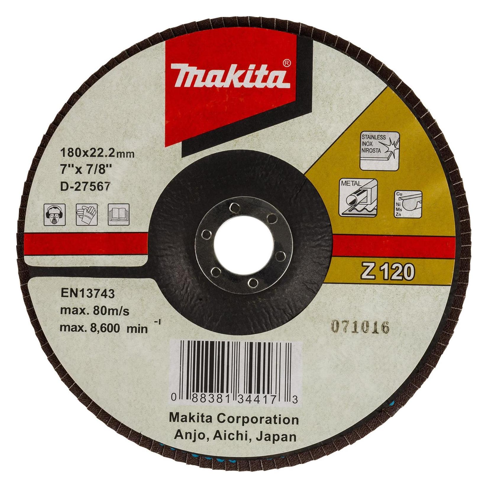 Makita Fächerschleifscheibe Ø 180mm Korn 120 (Z120) (D-27567)