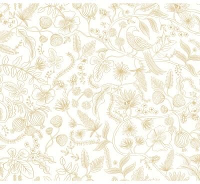 Rifle Paper Co.Aviary Off White and Gold Peel and Stick Wallpaper