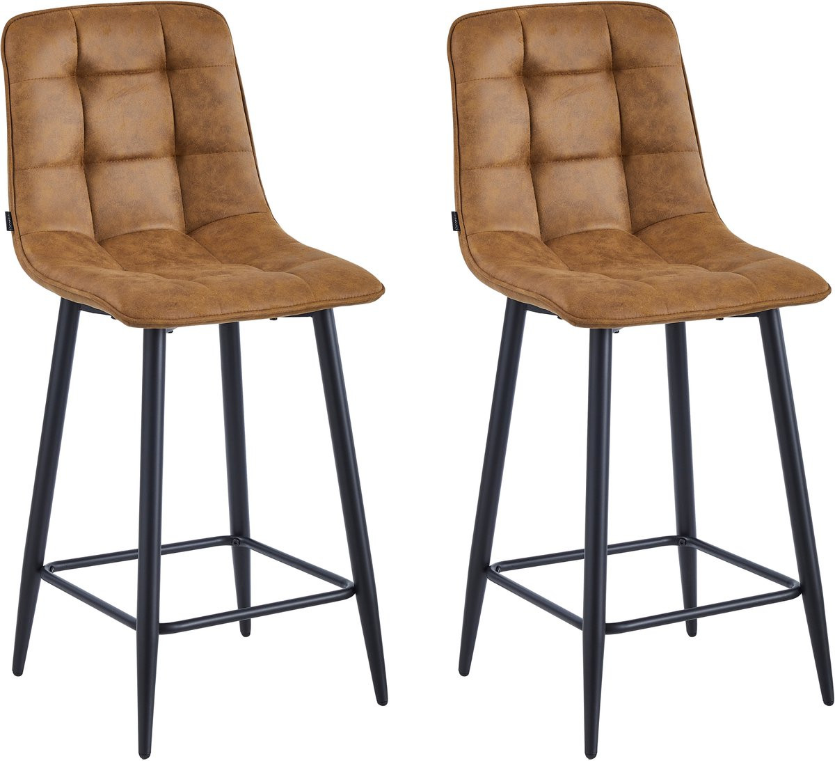 Colenis Luciano Barkruk Set van 2 - Cognac - Microvezel - Industrieel