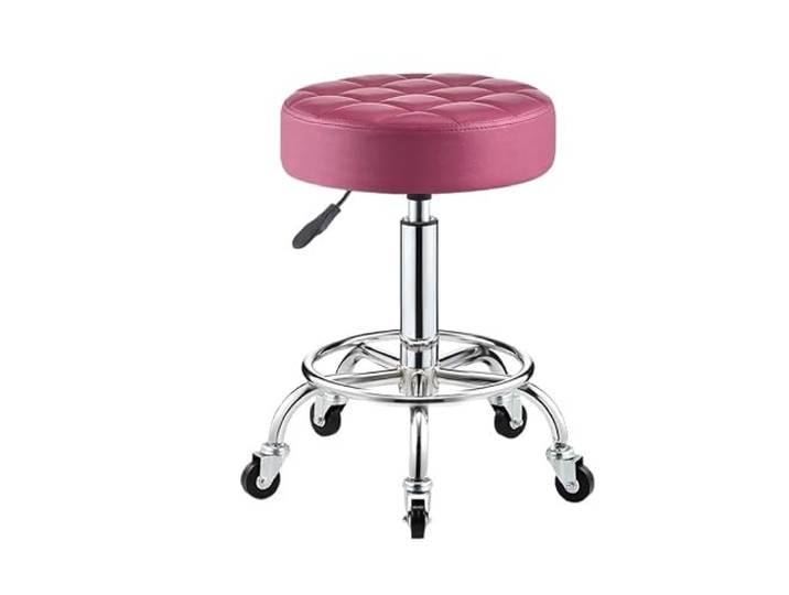HANELREEZD Runde Rollhocker mit hydraulischer Fußstütze bürohocker Metallhocker höhenverstellbar, for Home Office Shop