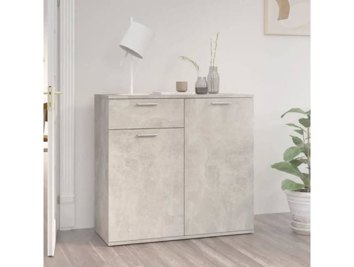 1562 SALE CHIC Buffet Gris béton 80x36x75 cm Aggloméré Commode Buffet bas bahut Meuble Salon