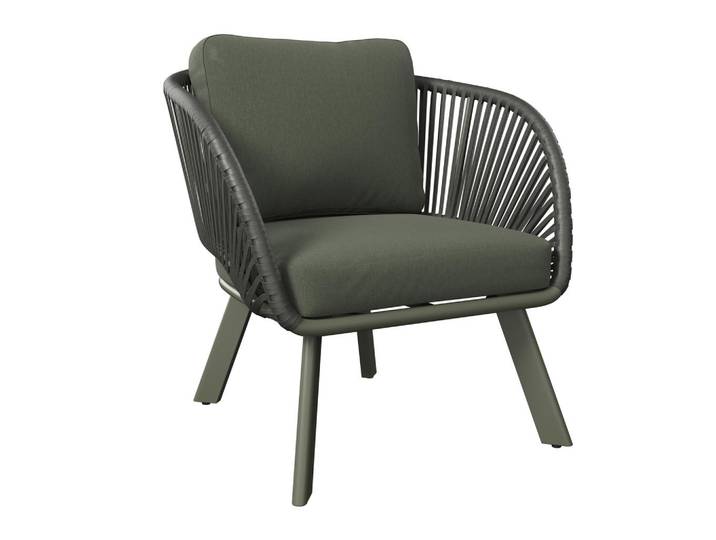 Ambia Garden Loungesessel, Grün, Metall, Textil, Füllung: Schaumstoff, Rundrohr, 83x77x82 cm, Gartenmöbel, Loungemöbel, Lounge-Serien