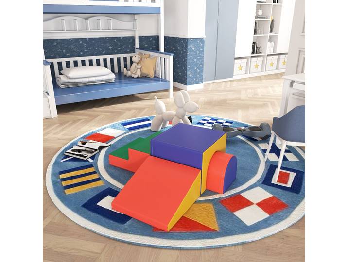 HOMCOM Blocs Escalade Enfants 1-3 Ans Simili Cuir Multicolore