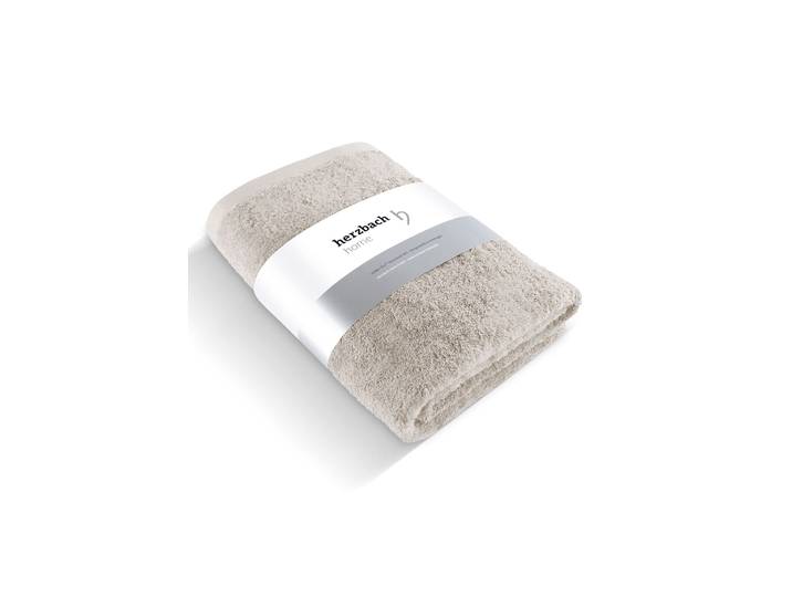 Badetücher HERZBACH HOME Pura , beige (sandgrau), 1 Stk., Obermaterial: 100% Baumwolle CO., Handtücher, Badetücher, 550g/m², Premium-Qualität, 100% Baumwolle, einfarbig