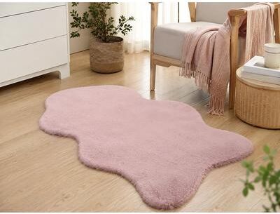 Home Mart Goods 2x3 Feet Pink Faux Rabbit Fur Soft Plush Fuzzy Rug - 2' x 3' feet