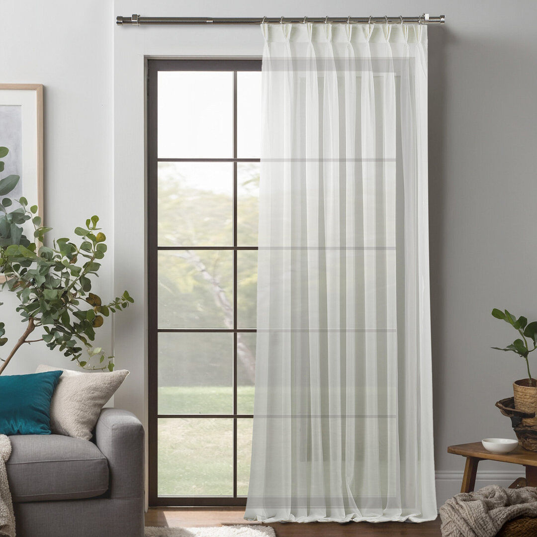 Noine Home Deco Sheer Single Curtain Panel Off-White 65cm Width x 500cm Drop