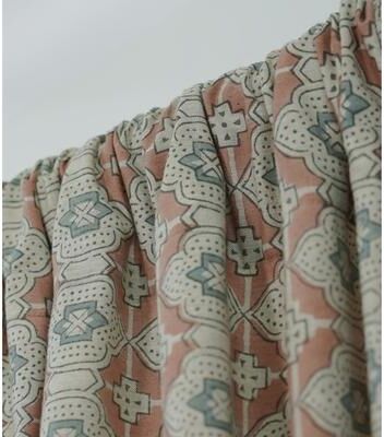 Fabdivine Block Print Rod Pocket Curtain, Bohemian Floral Drape Panel, Farmhouse Window Treatment Dining Room, Jarokha