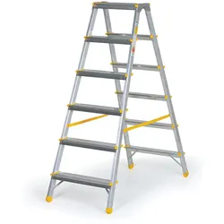 Podestleiter beidseitig aus Aluminium ALVE EUROSTYL, 2x6 Stufen, Höhe 1,26 m