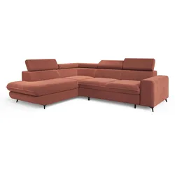 ECKSOFA VELISS Koralle Veloursstoff mit Schlaffunktion