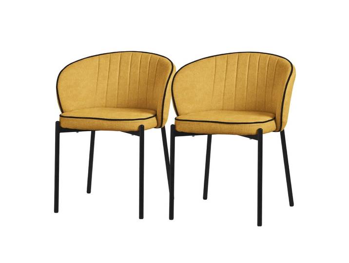 ML-DESIGN Polsterstuhl Esszimmerstühle mit Armlehne & Rückenlehne Ergonomische moderne Design, Armlehnstuhl mit Metallbeine 2er Set Senf Lounge Sessel bis 120kg