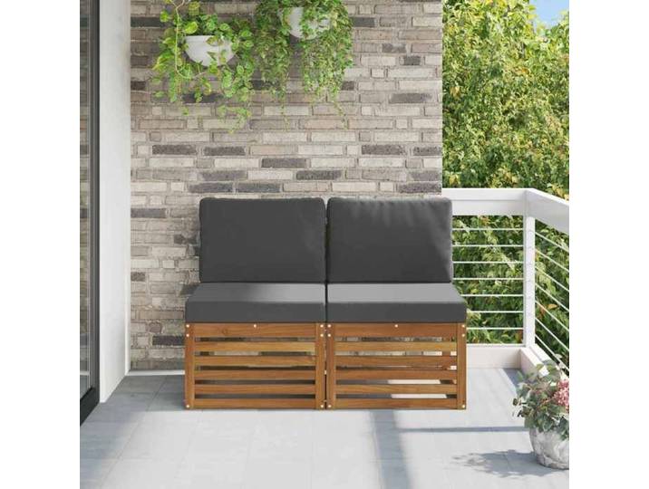 Marron 2 Pièce Sofa de milieu extérieur Bois d'Acacia Massif Naturel - Siège de balcon LV67988