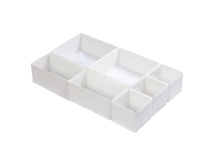 ORLISA Organisateur Tiroir 7 Pièces – Compatible Commode Malm\, Boîtes de Rangement Pliables en Tissu\, Séparateurs pour Vêtements\, Sous-vêtements\, Chaussettes et Bébé – Blanc