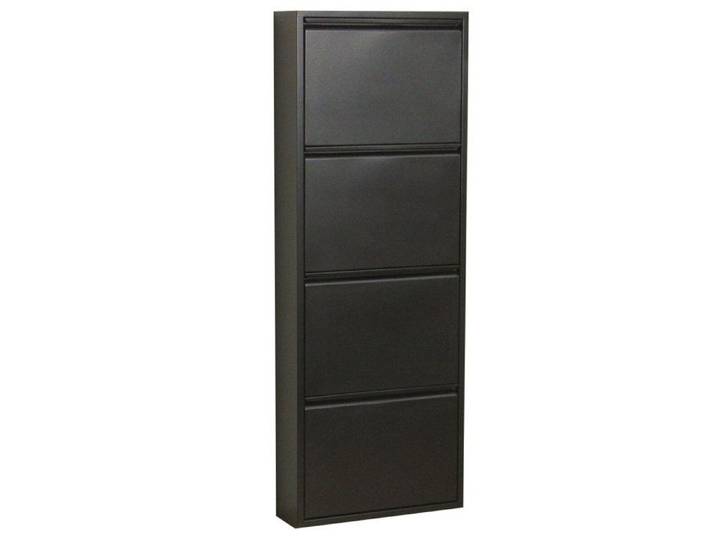 Pisa Armoire à chaussures à 4 rabats/portes métal noir.