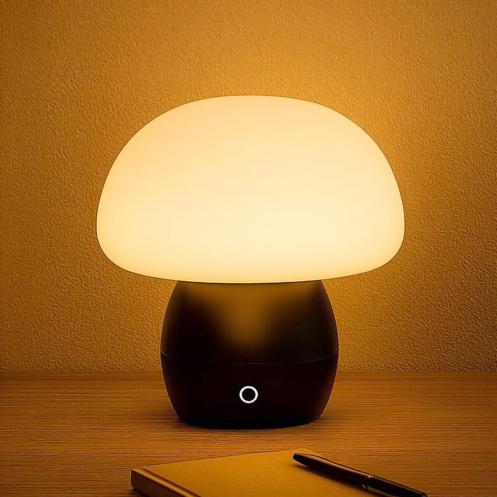 home24 LED-tafellamp modern zwart met opaalglas en polycarbonaat, Ø 22 cm