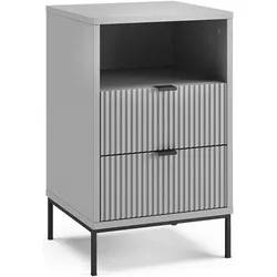 Vicco, Nachttisch, Nachttisch Eliza, Grau/Schwarz, 40 x 66 cm mit 2 Schubladen & 1 Fach (38.10 x 40 x 66 cm)
