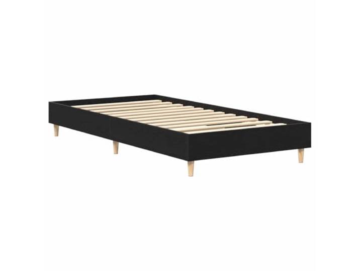KTHLBRH Bettgestell Eiche Schwarz Holz mehrschichtig Plattformbasis, ohne Netz, minimalistisches Design, nur für den Innenbereich, Montage erforderlich