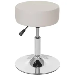 Mendler Hocker HWC-C22, Sitzhocker Schminkhocker, höhenverstellbar Ø 35cm ~ Kunstleder, creme