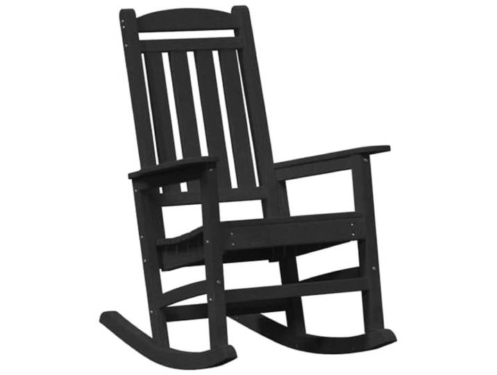 GHVBNMF Garten Schaukelstuhl Schwarz 92x70x108cm HDPE Relaxstuhl Moderner Schaukelsessel für Terrassen, Balkon und Poolbereich mit ergonomischer Rückenlehne und 110kg Belastbarkeit.