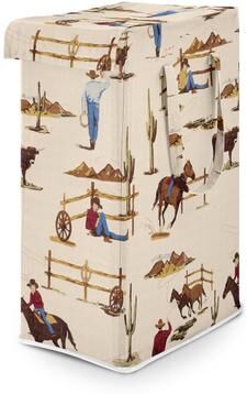 Sweet Jojo Designs Tan Brown Western Cowboy Boy Foldable Laundry Hamper with Handles Wild West Southern Country Horse Cow Animal