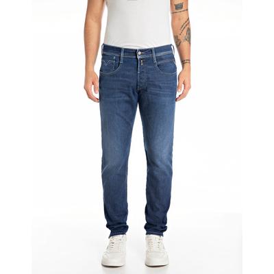 Slim-fit-Jeans REPLAY "Anbass", Herren, Gr. 30, Länge 32, blau (dunkelblau 840), Denim/Jeans, Obermaterial: 99% Baumwolle, 1% Elasthan, slim fit normal, Jeans Slim-fit-Jeans