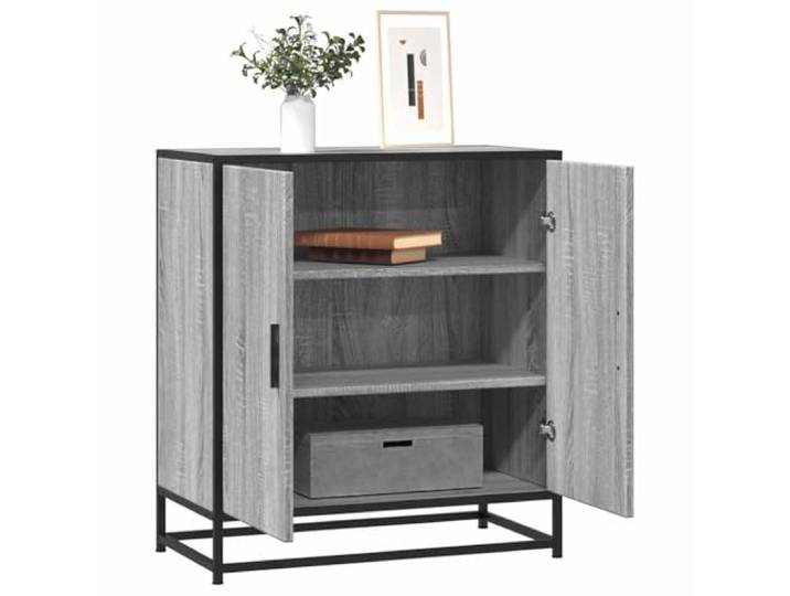 HEFZGDB Modernes Sideboard im zeitlosen Look aus Holzwerkstoff und Metall mit ergonomischen Griffen, Beistellschrank mit Metallgestell für industrielle Note als stabiles Sideboard