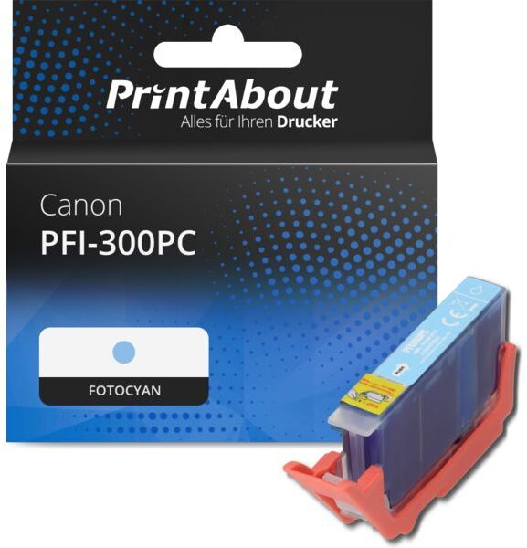PrintAbout Druckerpatrone kompatibel mit Canon PFI-300PC - Fotocyan