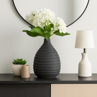 Sagebrook Home "Ceramic Bud Faded Ribbed Bulbous Vase - Black, 15"""