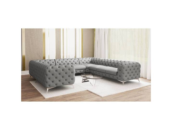 Wohnlandschaft I Grau Microfaser Enza 346 x 73 x 323cm Ausrichtung links Glamour