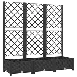 vidaXL Garten-Pflanzgefäß mit Spalier Schwarz 120 x 40 x 121,5 cm PP