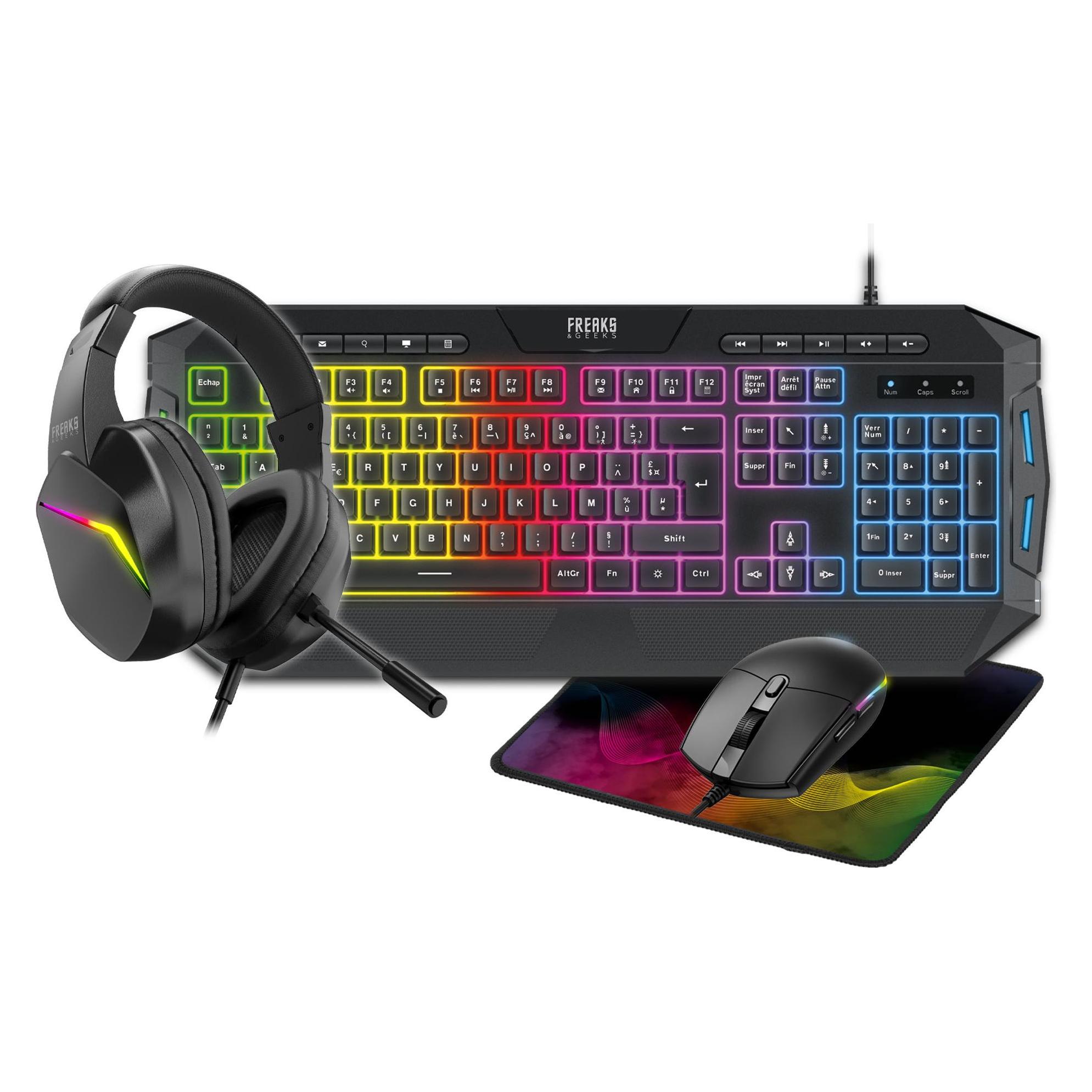 Trade Invaders - 4 in 1 Pack QWERTZ KeyboardMouseMousepadHeadset (RGB) (DE, Kabelgebunden) (1307233)