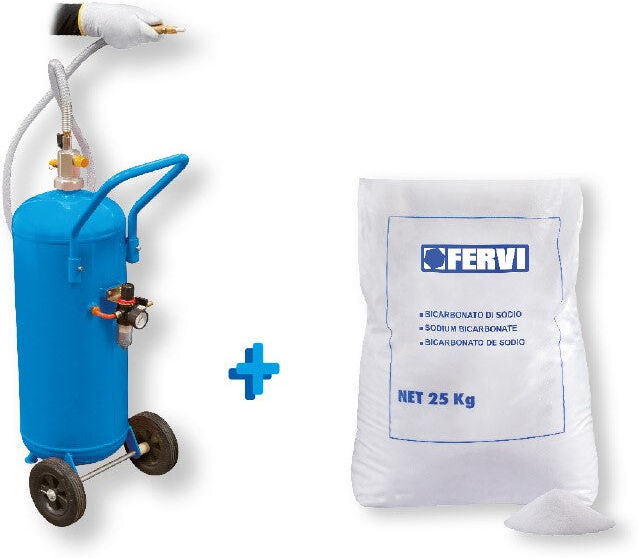 Fervi 0310 + 0310/B Sabbiatrice a bicarbonato di sodio con sacco di bicarbonato (25kg)