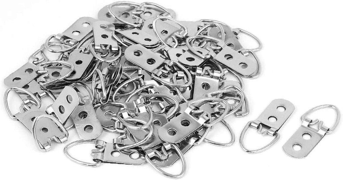 50 stuks D-ring fotohangers met dubbele schroefgaten in zilverkleur
