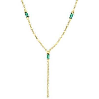 Kette mit Anhänger AMOR "2034780", grün (gelbgoldfarben, grün), Halsketten, Damen, mit Zirkonia, Silber 925 (Sterlingsilber), L: 45 B: 2mm, mit Zirkonia (synth.), B:2mm