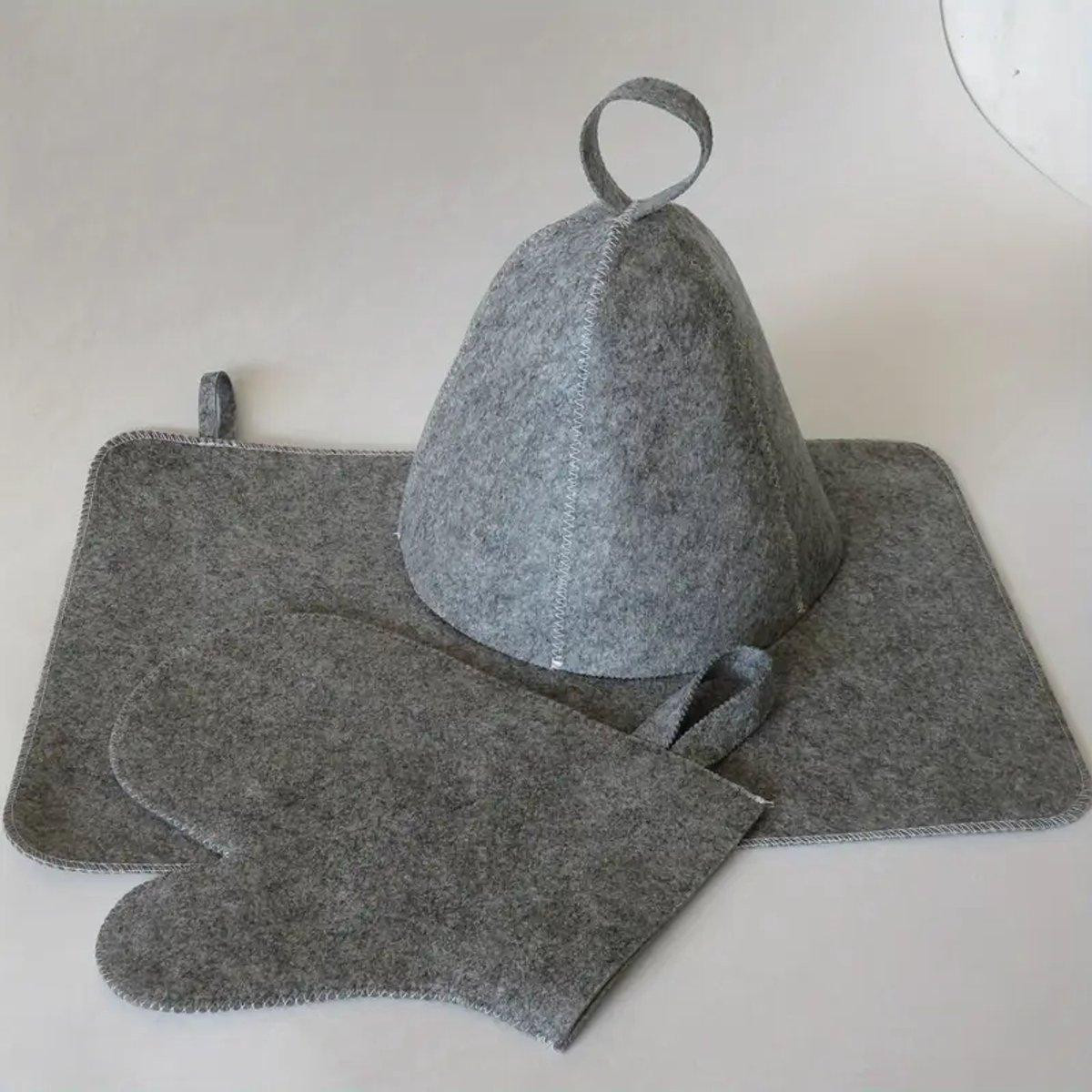PolkaHome 3-delige sauna accessoires set met thermisch isolerende mat, muts en handschoen
