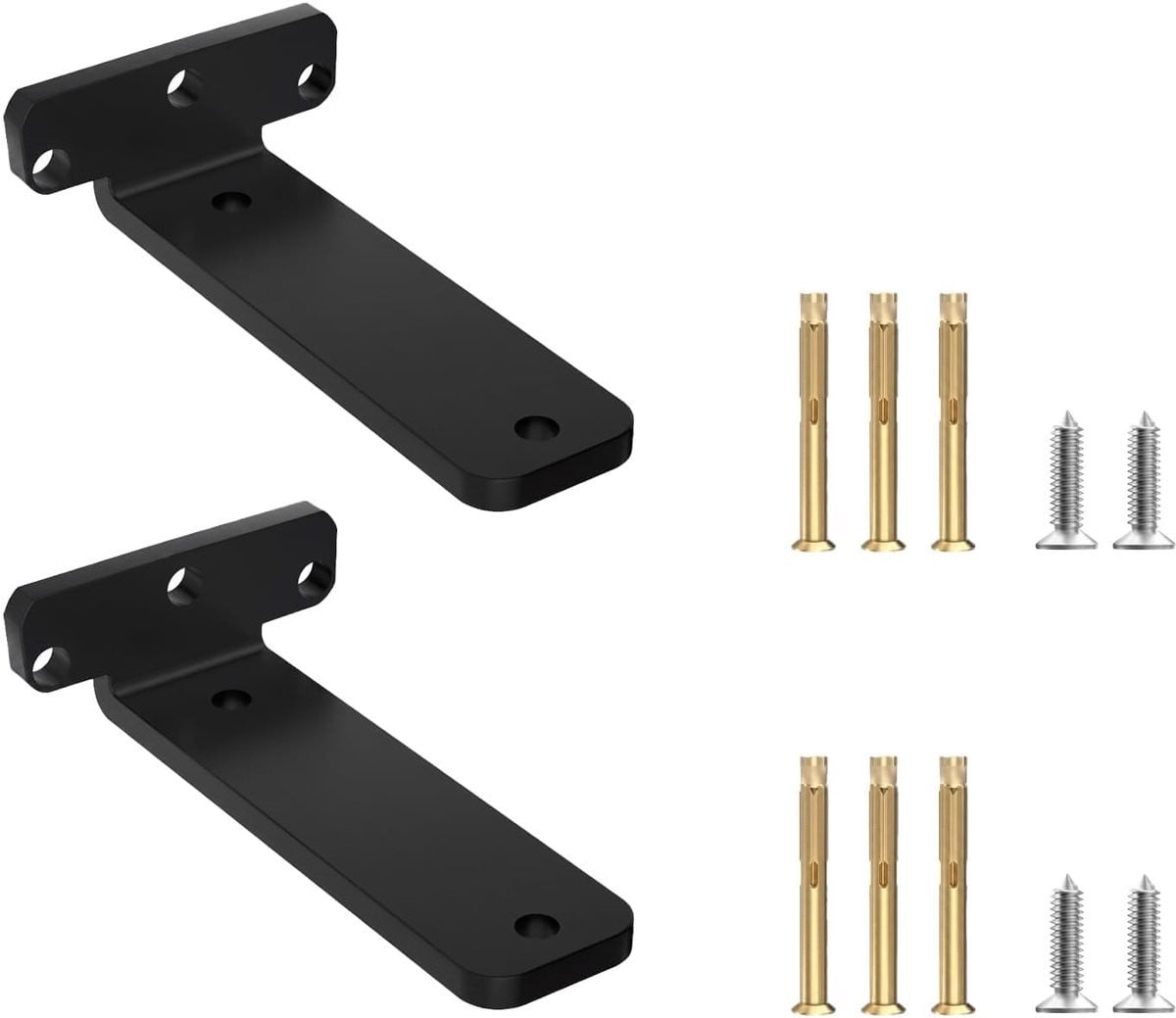 Set van 2 zwarte L-vormige plankdragers van 15 cm