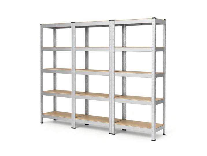 Etagères de rangement lot de 3 75 x 30 x 150 cm 5 niveaux argent