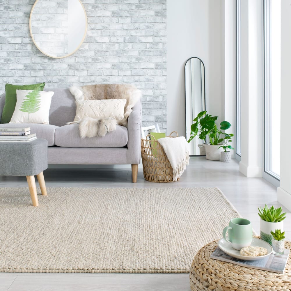 Flair Rugs Tapis en laine effet bulle beige 80x150cm Beige 150x1x80cm