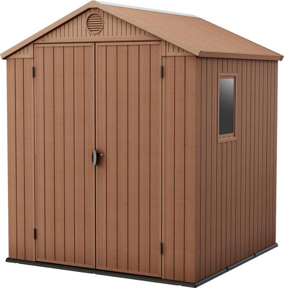 Keter DARWIN, Kunststoff-Schuppen, Doppel, A-Rahmendach, Braun, Braun, 3,35 m²