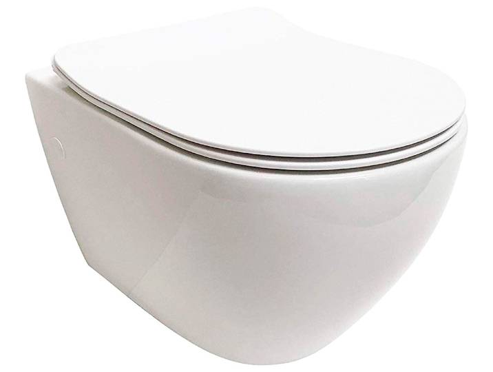Tiefspül-WC ADOB, weiss (weiß), B:37cm H:36cm T:50cm, WCs, Tiefspül-WC, Spülrandlos, inkl. Slim-WC-Sitz und Schallschutzmatte