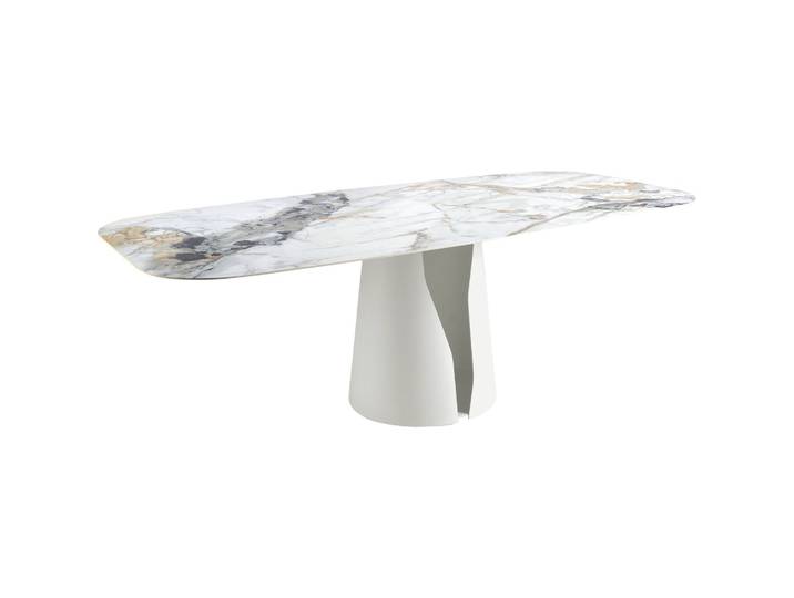 Table À Manger Design Angel Cerda En Marbre Blanc - Marbre Blanc Porcelaine Finition Brillante