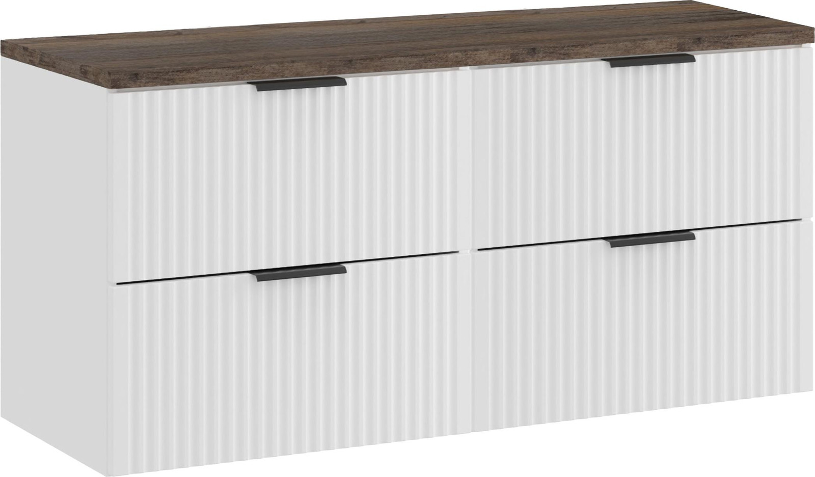 Santa Fe Badkamermeubel met eikenhouten werkblad, wit mat, Breedte: 120 cm