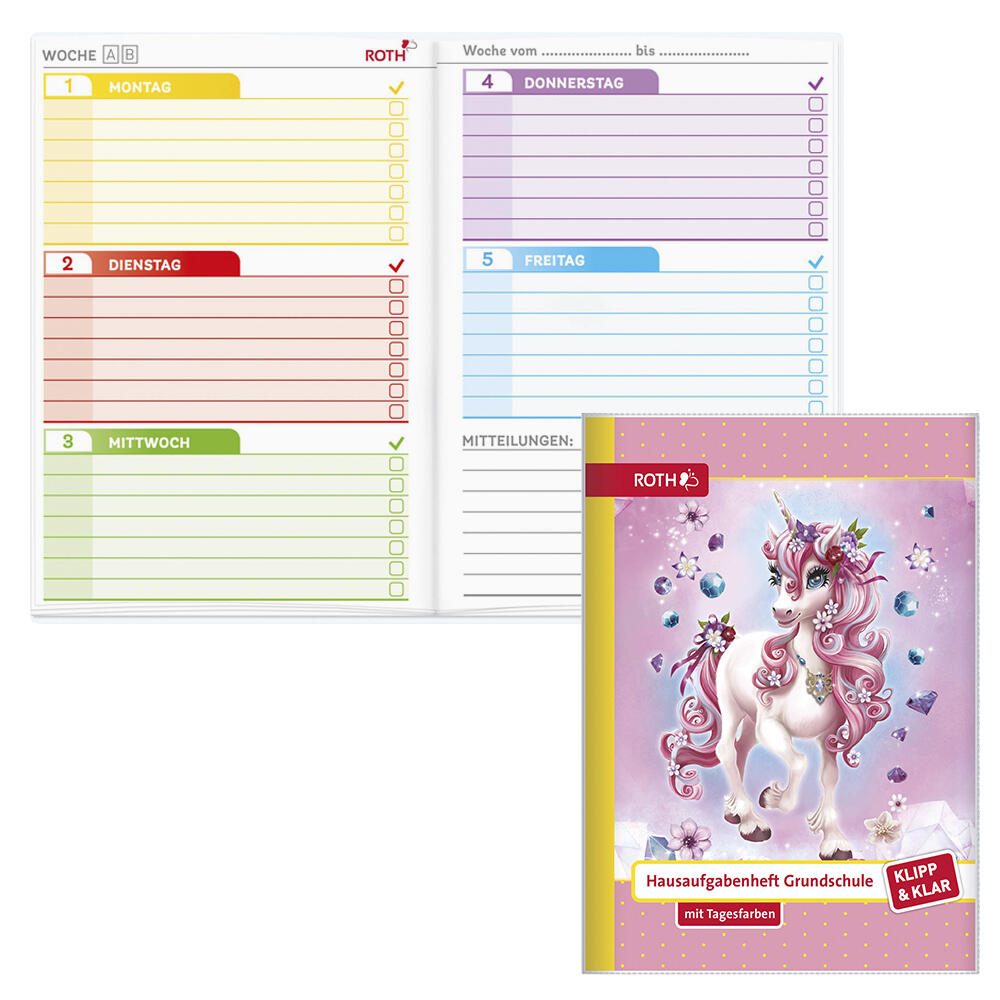 ROTH Hausaufgabenheft Einhorn Beauty Klipp & Klar liniert DIN A5 89490