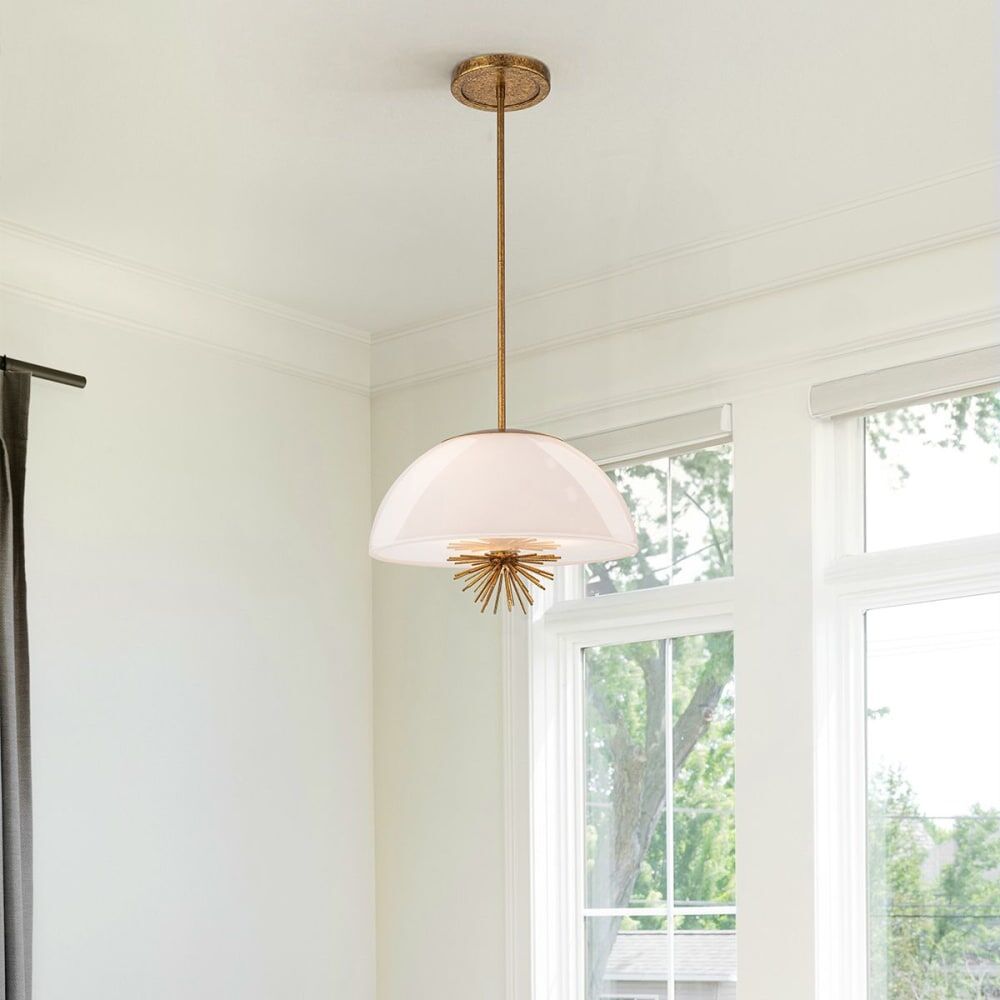 ELSTEAD LIGHTING Suspension 4 Lumières Acier, Verre Naturel, Verre Blanc 132x27x46cm